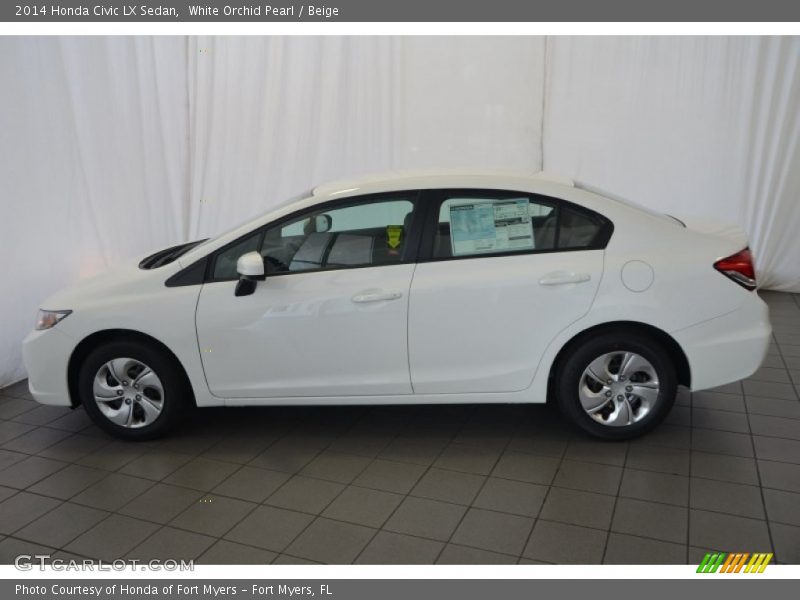 White Orchid Pearl / Beige 2014 Honda Civic LX Sedan