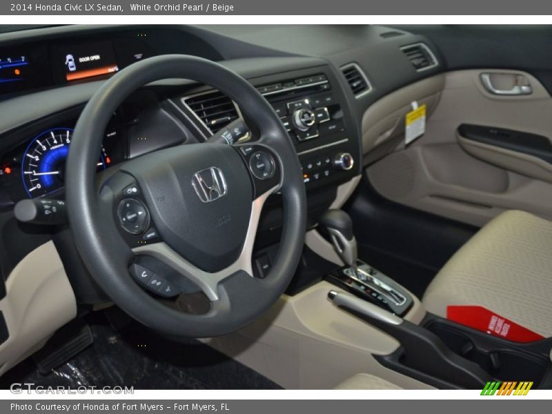 White Orchid Pearl / Beige 2014 Honda Civic LX Sedan