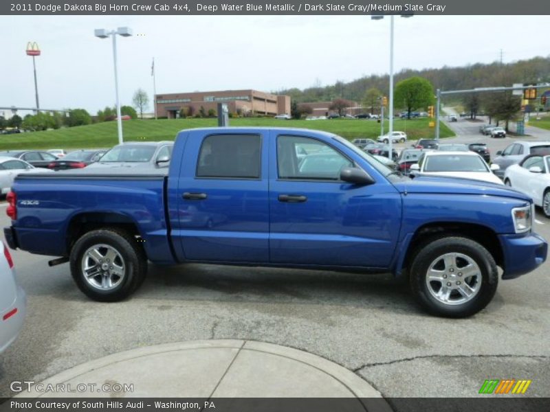Deep Water Blue Metallic / Dark Slate Gray/Medium Slate Gray 2011 Dodge Dakota Big Horn Crew Cab 4x4