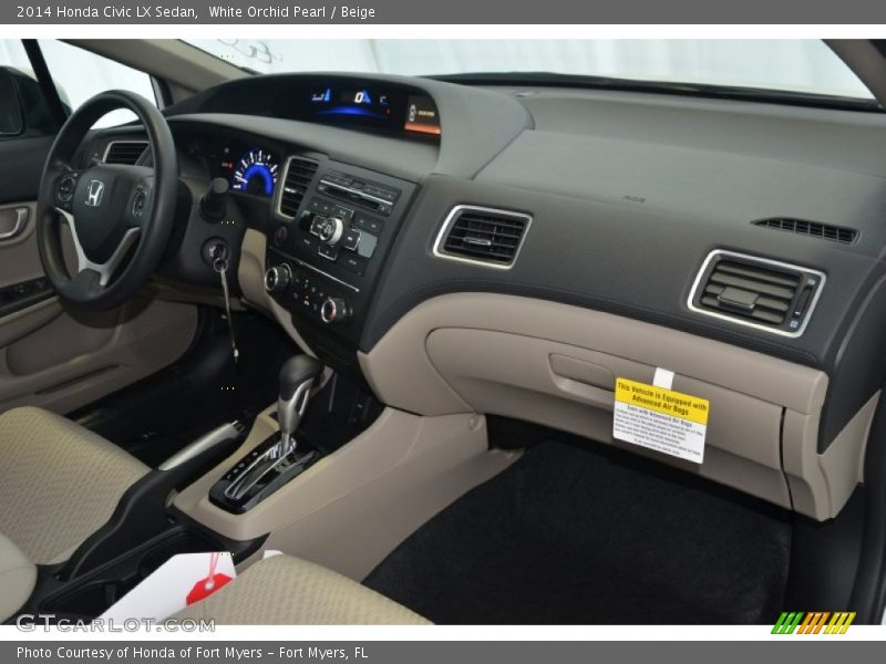 White Orchid Pearl / Beige 2014 Honda Civic LX Sedan