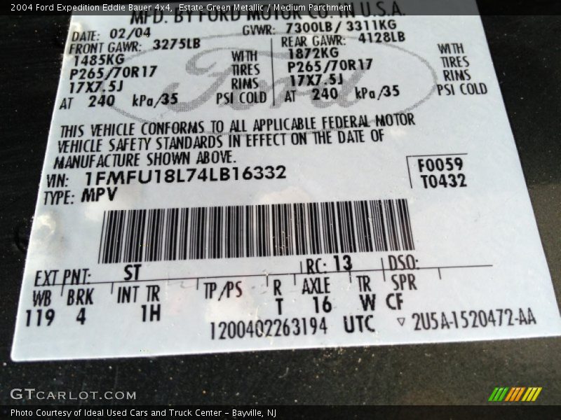 Estate Green Metallic / Medium Parchment 2004 Ford Expedition Eddie Bauer 4x4