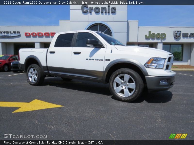 Bright White / Light Pebble Beige/Bark Brown 2012 Dodge Ram 1500 Outdoorsman Crew Cab 4x4