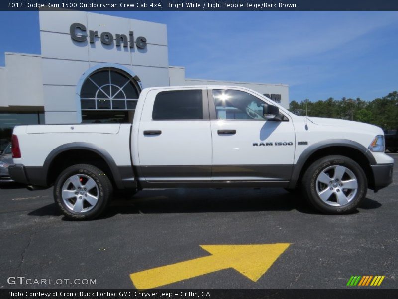 Bright White / Light Pebble Beige/Bark Brown 2012 Dodge Ram 1500 Outdoorsman Crew Cab 4x4