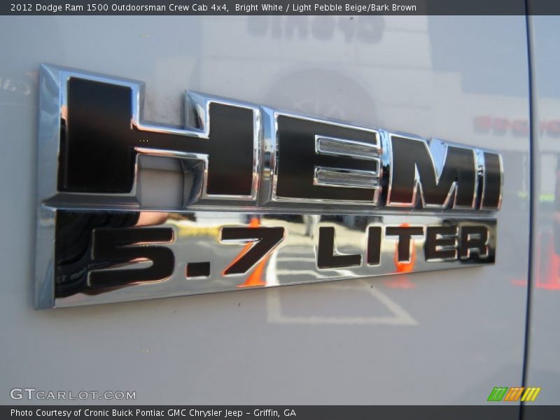 Bright White / Light Pebble Beige/Bark Brown 2012 Dodge Ram 1500 Outdoorsman Crew Cab 4x4