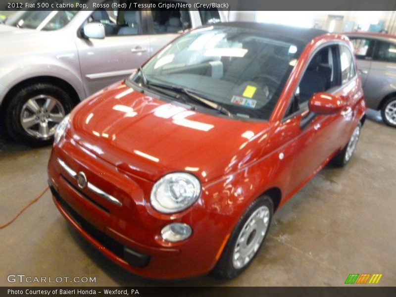 Rosso (Red) / Tessuto Grigio/Nero (Grey/Black) 2012 Fiat 500 c cabrio Pop
