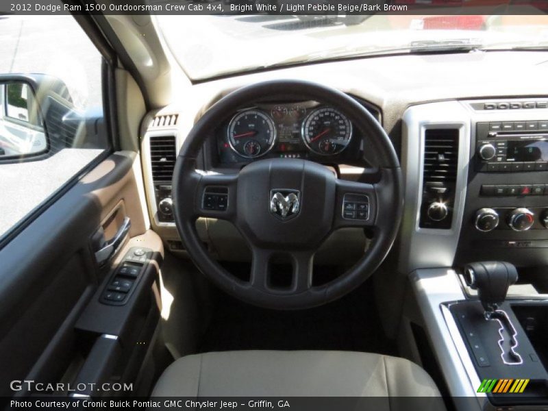 Bright White / Light Pebble Beige/Bark Brown 2012 Dodge Ram 1500 Outdoorsman Crew Cab 4x4