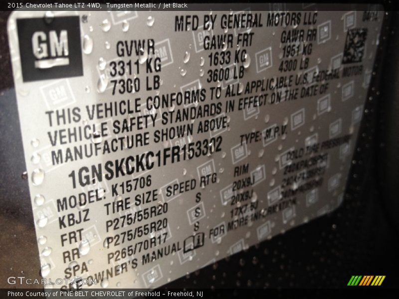 Tungsten Metallic / Jet Black 2015 Chevrolet Tahoe LTZ 4WD