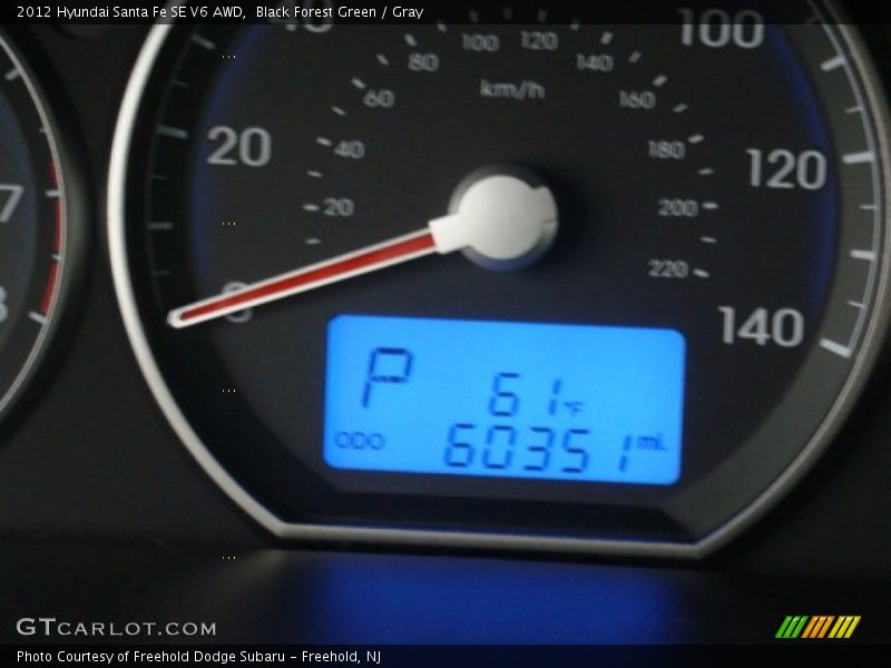 Black Forest Green / Gray 2012 Hyundai Santa Fe SE V6 AWD