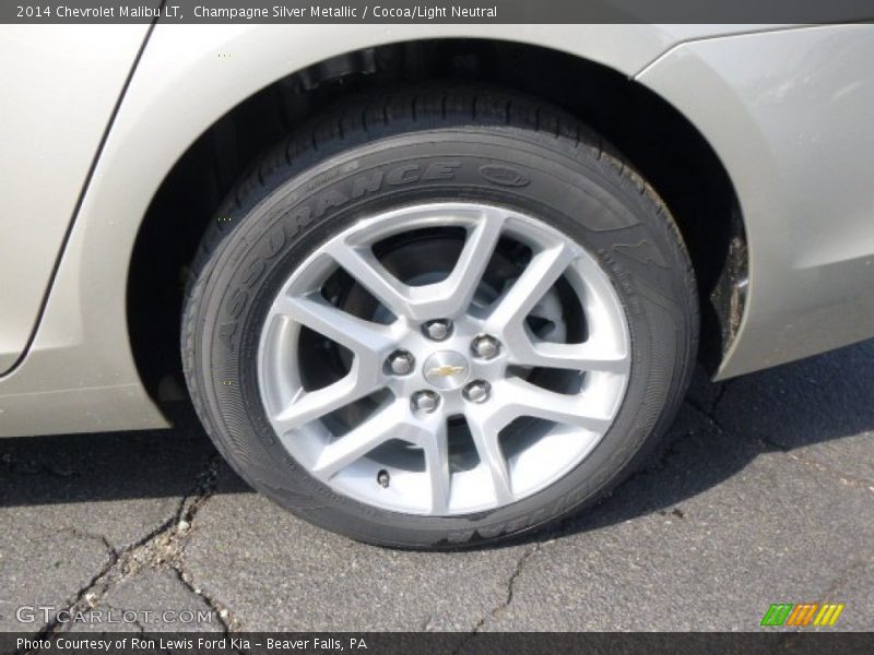 Champagne Silver Metallic / Cocoa/Light Neutral 2014 Chevrolet Malibu LT