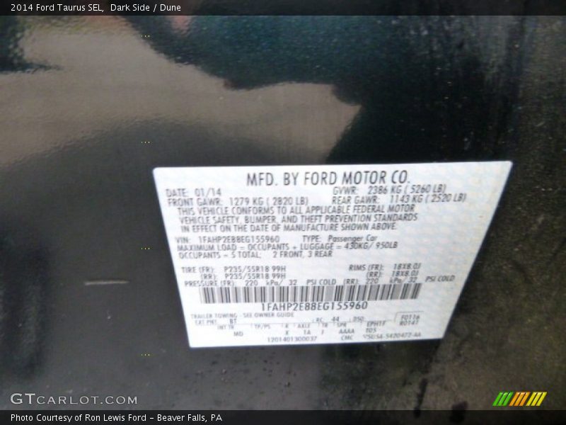 Dark Side / Dune 2014 Ford Taurus SEL