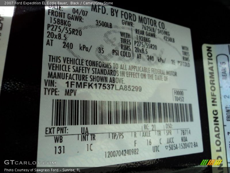 Black / Camel/Grey Stone 2007 Ford Expedition EL Eddie Bauer