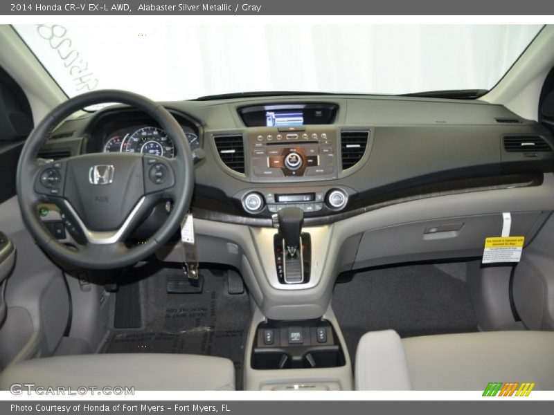 Alabaster Silver Metallic / Gray 2014 Honda CR-V EX-L AWD