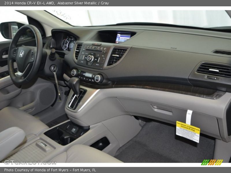 Alabaster Silver Metallic / Gray 2014 Honda CR-V EX-L AWD