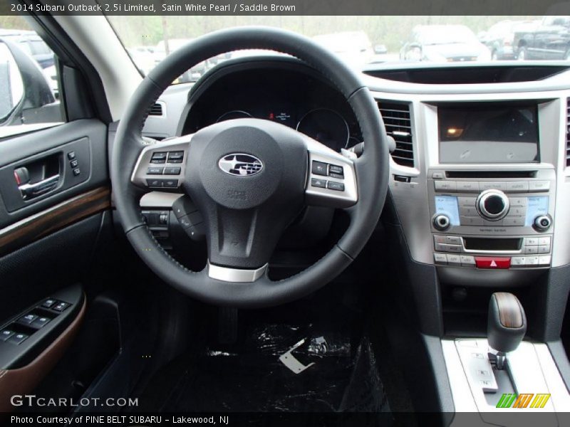Satin White Pearl / Saddle Brown 2014 Subaru Outback 2.5i Limited