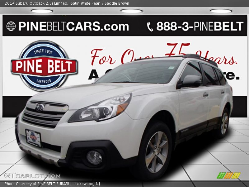 Satin White Pearl / Saddle Brown 2014 Subaru Outback 2.5i Limited