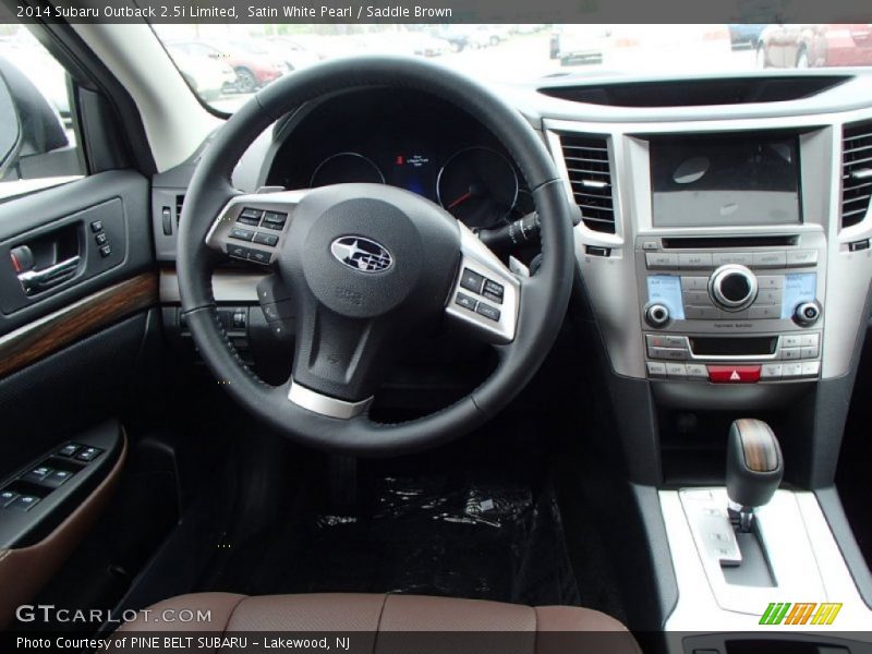 Satin White Pearl / Saddle Brown 2014 Subaru Outback 2.5i Limited