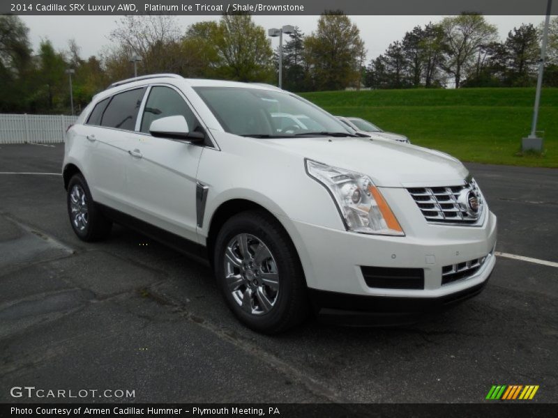 Platinum Ice Tricoat / Shale/Brownstone 2014 Cadillac SRX Luxury AWD