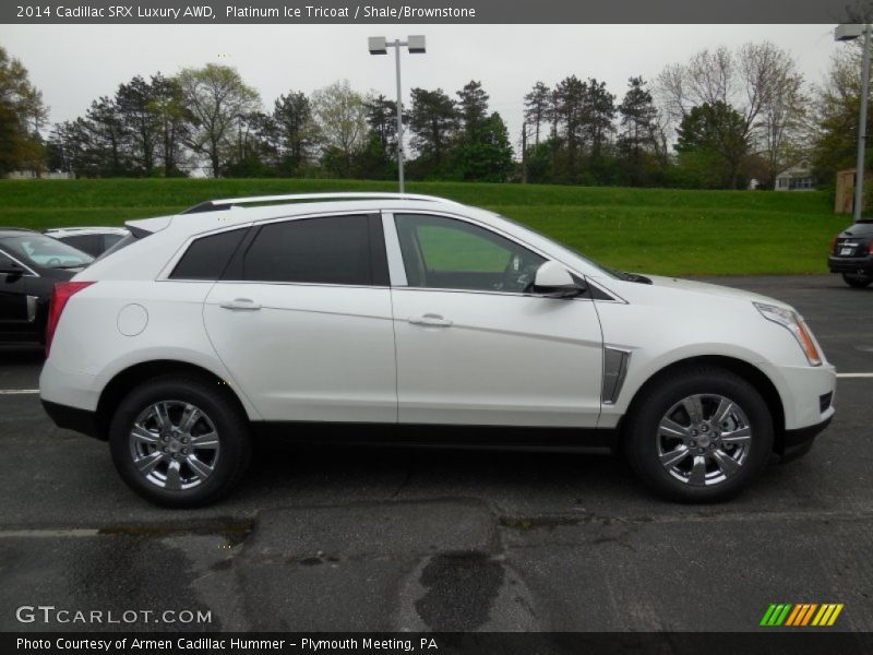 Platinum Ice Tricoat / Shale/Brownstone 2014 Cadillac SRX Luxury AWD