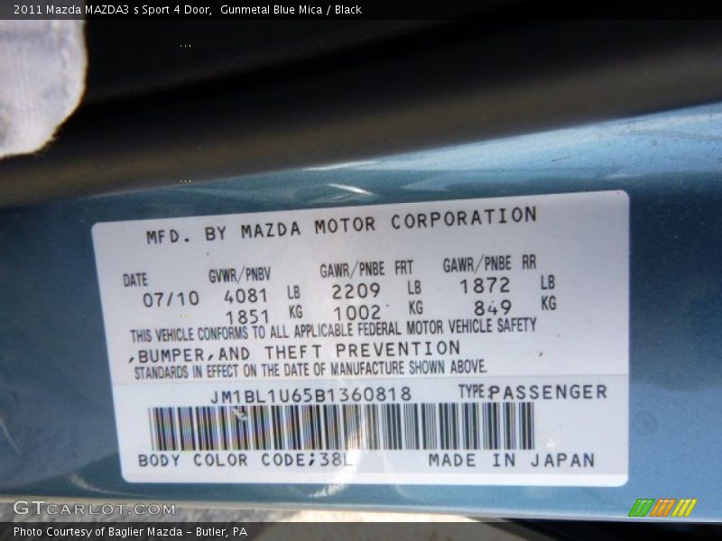 Gunmetal Blue Mica / Black 2011 Mazda MAZDA3 s Sport 4 Door