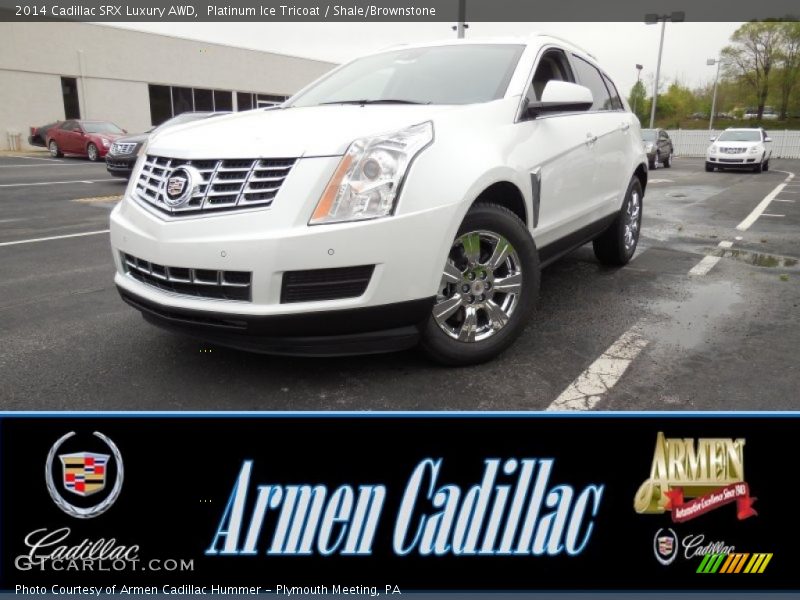 Platinum Ice Tricoat / Shale/Brownstone 2014 Cadillac SRX Luxury AWD