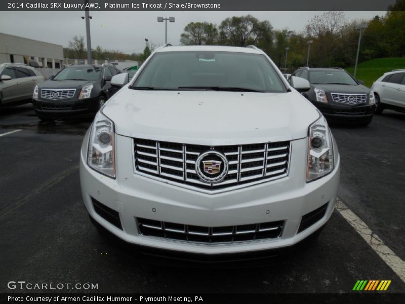 Platinum Ice Tricoat / Shale/Brownstone 2014 Cadillac SRX Luxury AWD