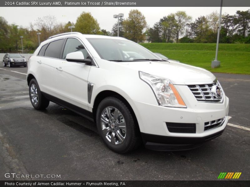 Platinum Ice Tricoat / Shale/Brownstone 2014 Cadillac SRX Luxury AWD