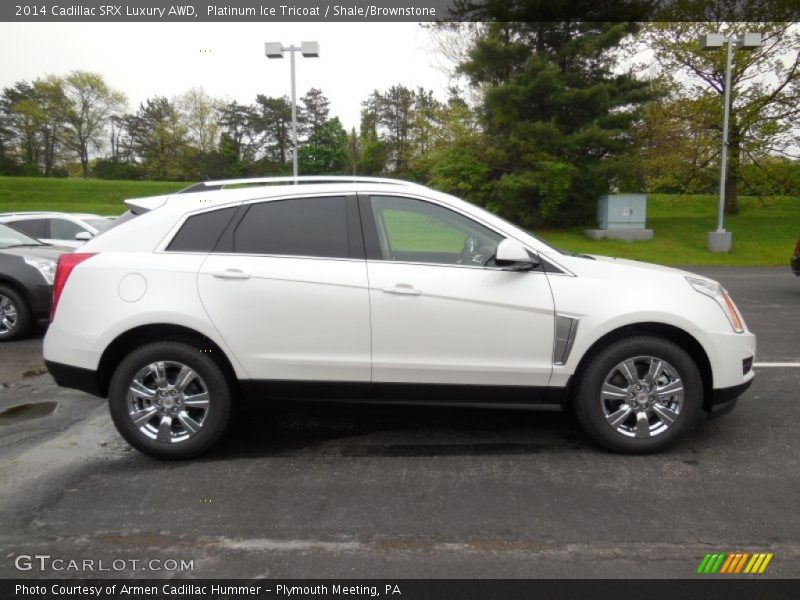 Platinum Ice Tricoat / Shale/Brownstone 2014 Cadillac SRX Luxury AWD