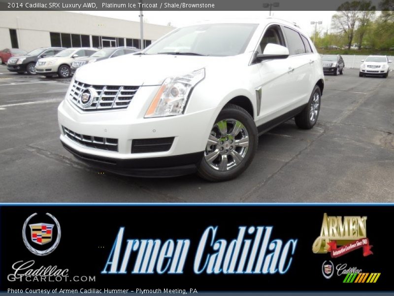 Platinum Ice Tricoat / Shale/Brownstone 2014 Cadillac SRX Luxury AWD