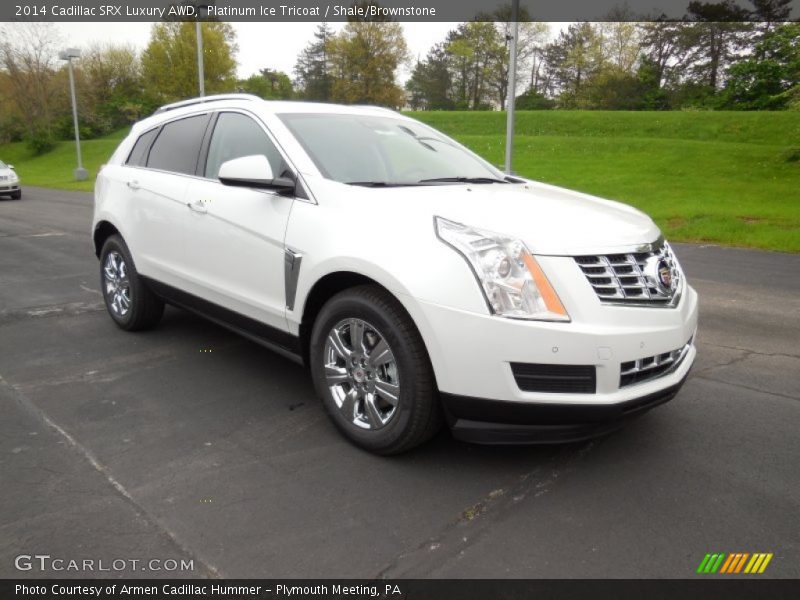 Platinum Ice Tricoat / Shale/Brownstone 2014 Cadillac SRX Luxury AWD
