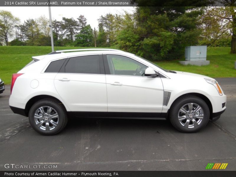 Platinum Ice Tricoat / Shale/Brownstone 2014 Cadillac SRX Luxury AWD