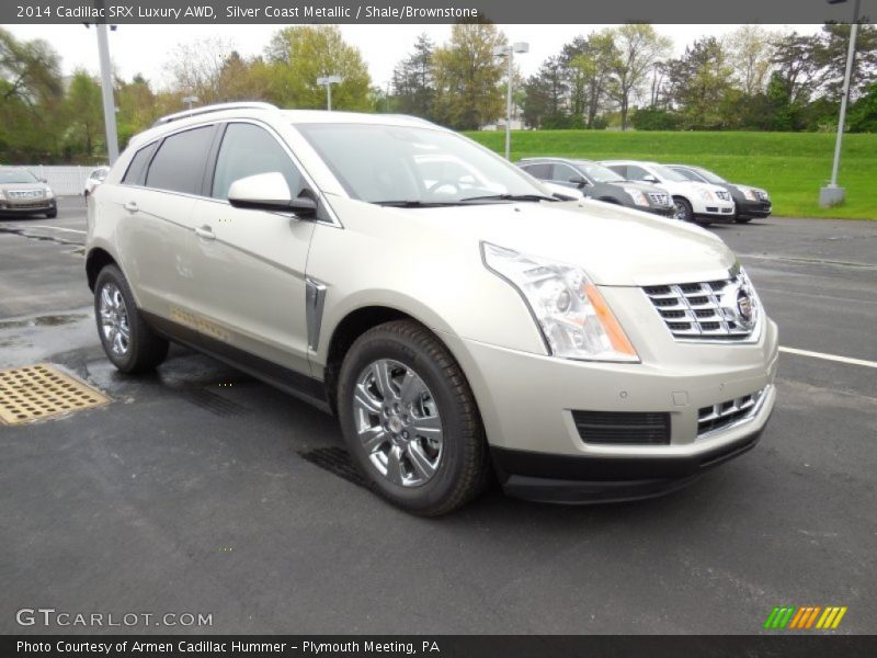 Silver Coast Metallic / Shale/Brownstone 2014 Cadillac SRX Luxury AWD