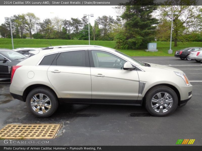 Silver Coast Metallic / Shale/Brownstone 2014 Cadillac SRX Luxury AWD