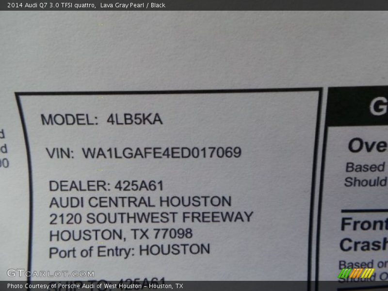 Lava Gray Pearl / Black 2014 Audi Q7 3.0 TFSI quattro