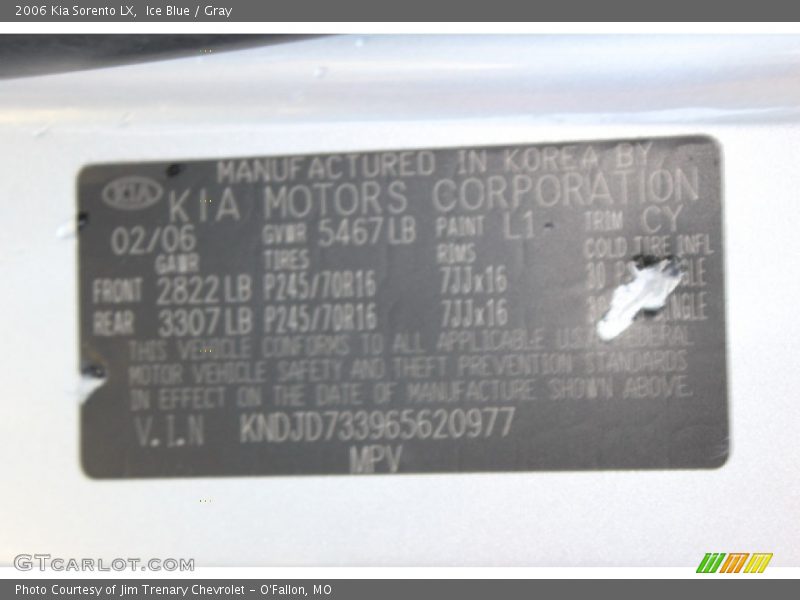 Ice Blue / Gray 2006 Kia Sorento LX