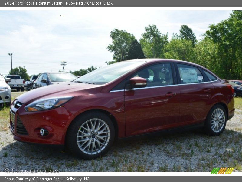 Ruby Red / Charcoal Black 2014 Ford Focus Titanium Sedan