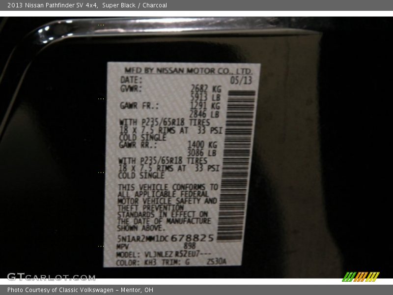 Super Black / Charcoal 2013 Nissan Pathfinder SV 4x4