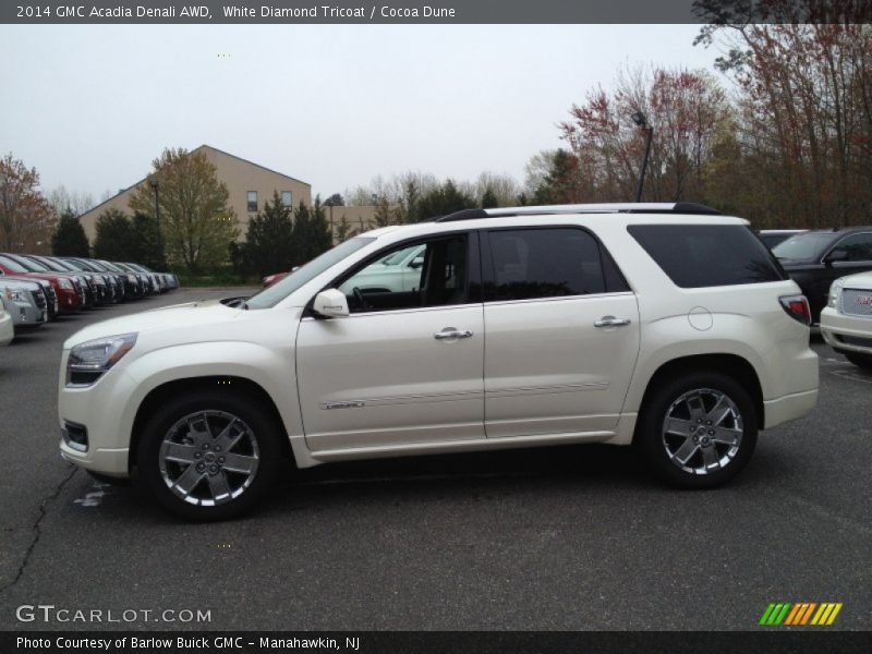 White Diamond Tricoat / Cocoa Dune 2014 GMC Acadia Denali AWD