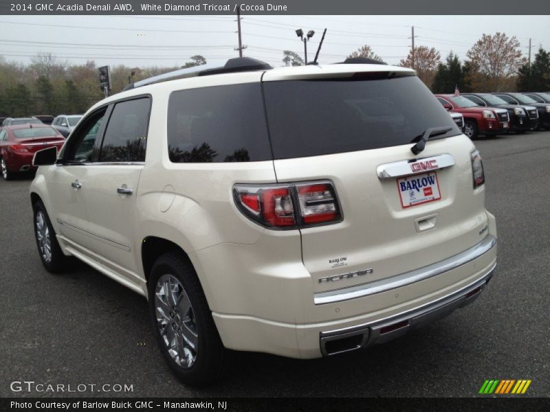 White Diamond Tricoat / Cocoa Dune 2014 GMC Acadia Denali AWD
