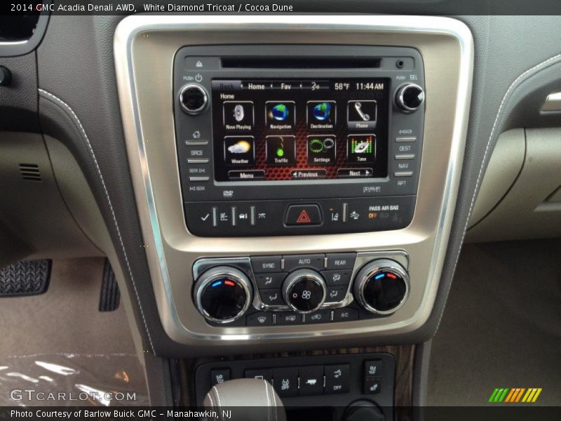 White Diamond Tricoat / Cocoa Dune 2014 GMC Acadia Denali AWD
