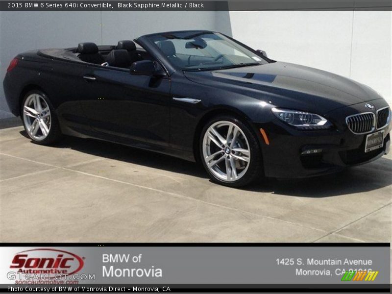 Black Sapphire Metallic / Black 2015 BMW 6 Series 640i Convertible