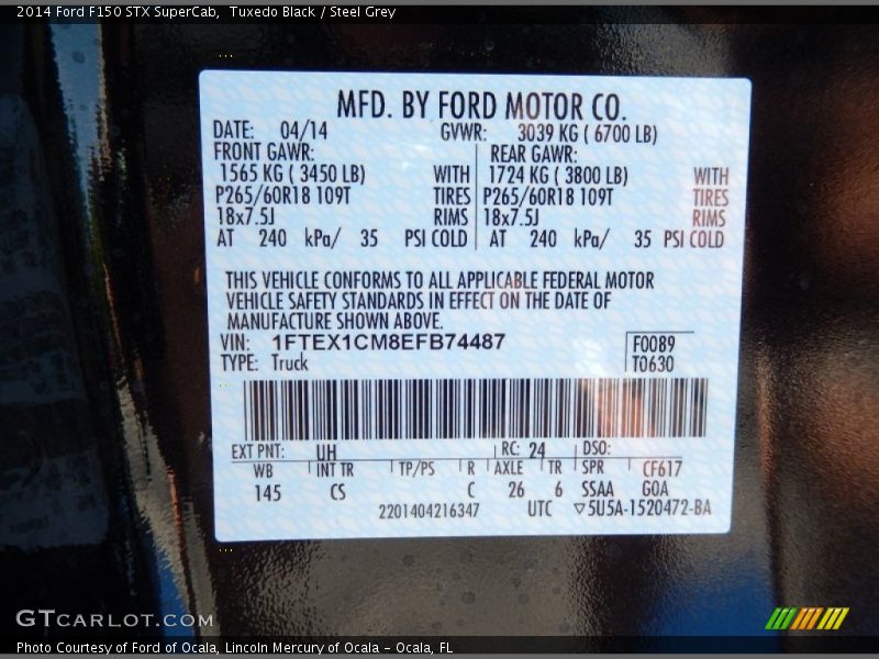 2014 F150 STX SuperCab Tuxedo Black Color Code UH