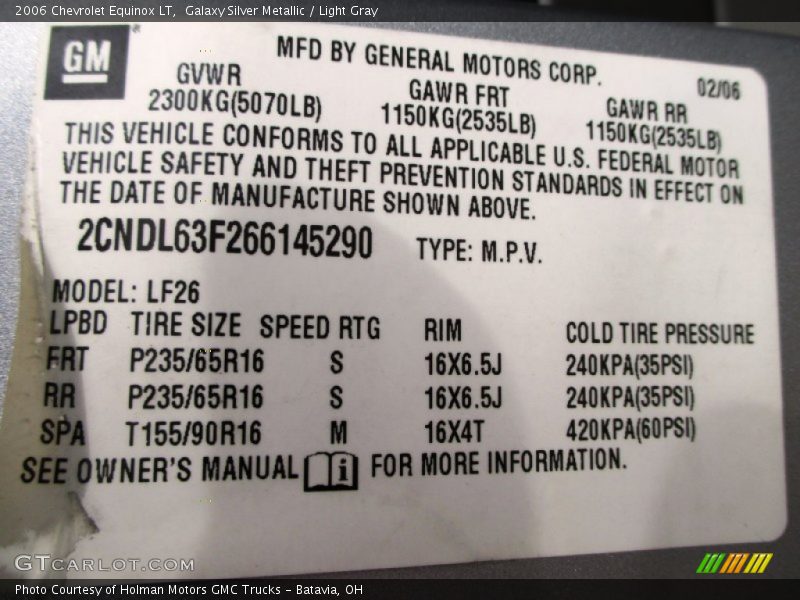 Galaxy Silver Metallic / Light Gray 2006 Chevrolet Equinox LT