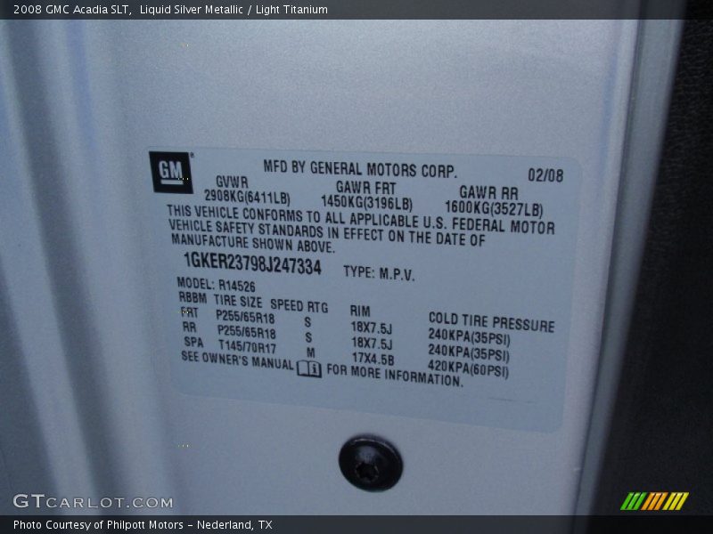 Liquid Silver Metallic / Light Titanium 2008 GMC Acadia SLT