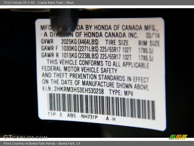 Crystal Black Pearl / Black 2014 Honda CR-V EX