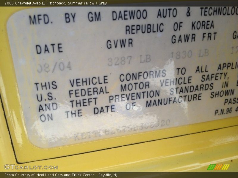 Summer Yellow / Gray 2005 Chevrolet Aveo LS Hatchback