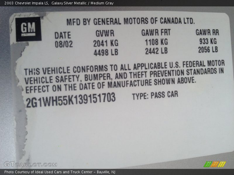Galaxy Silver Metallic / Medium Gray 2003 Chevrolet Impala LS