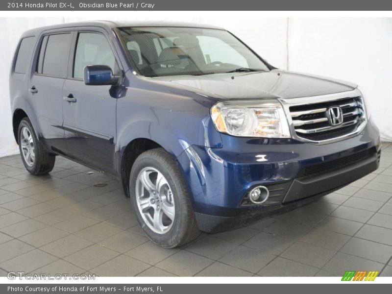 Obsidian Blue Pearl / Gray 2014 Honda Pilot EX-L