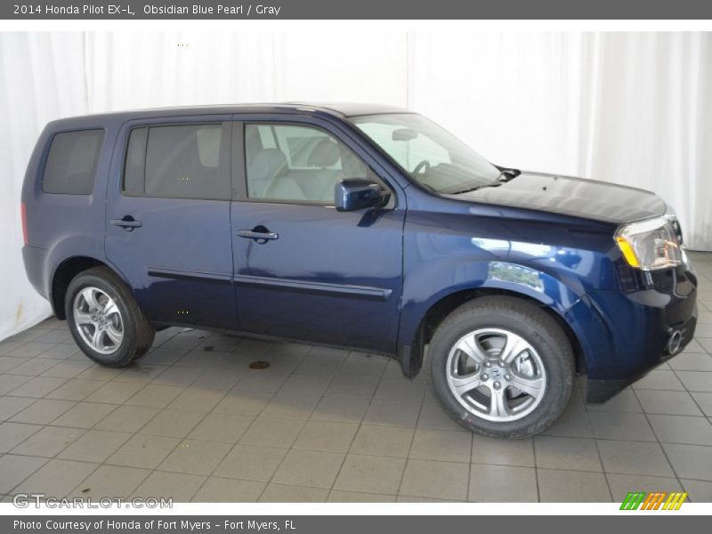 Obsidian Blue Pearl / Gray 2014 Honda Pilot EX-L