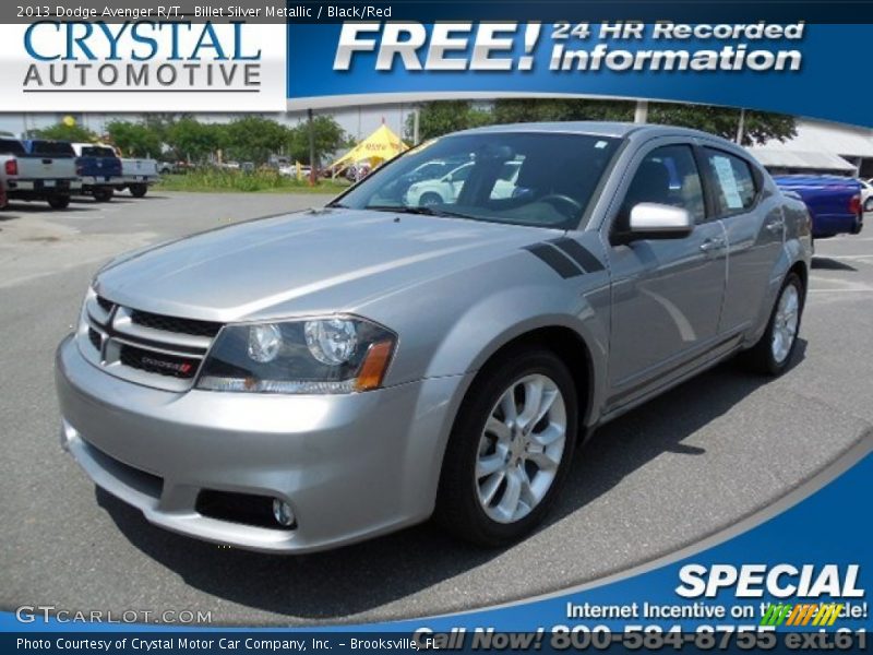 Billet Silver Metallic / Black/Red 2013 Dodge Avenger R/T
