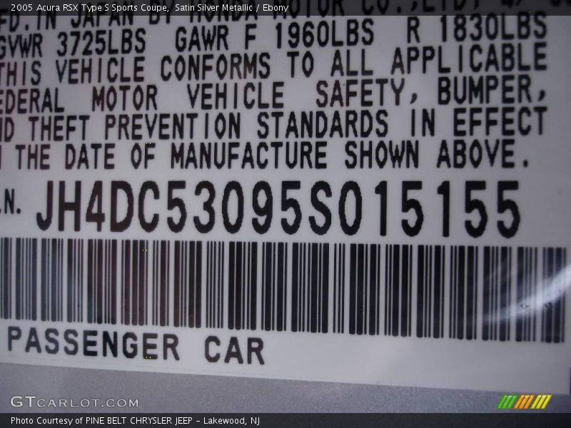 Satin Silver Metallic / Ebony 2005 Acura RSX Type S Sports Coupe